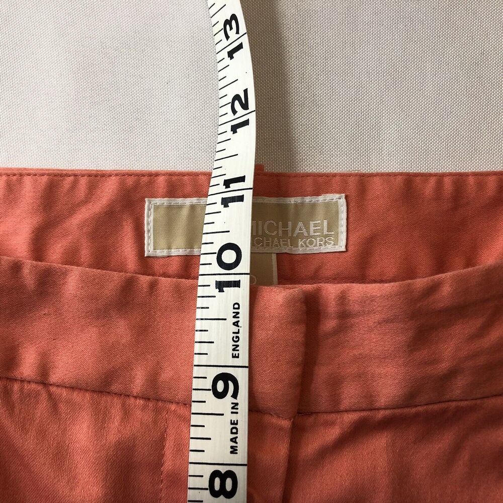 Michael Kors Chino Pants Women 10 Peach Stretch Cotton Trouser Pockets Logo - Picture 10 of 12